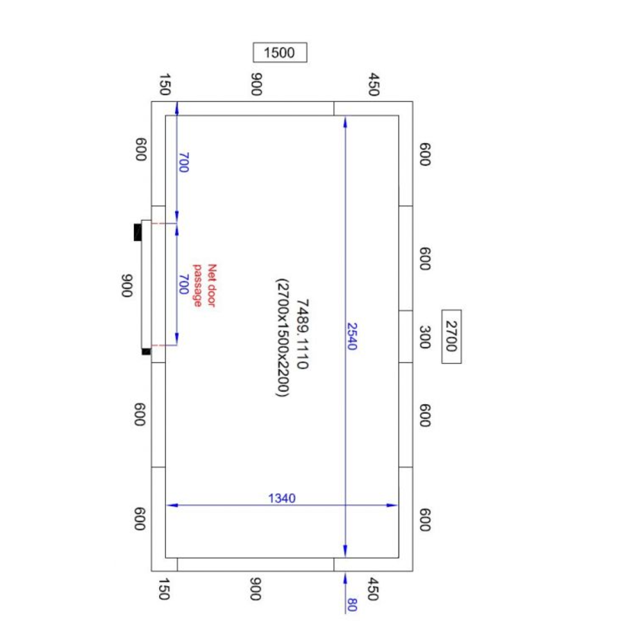 Chambre froide positive | 270x150x220cm | 0/+5 degrés