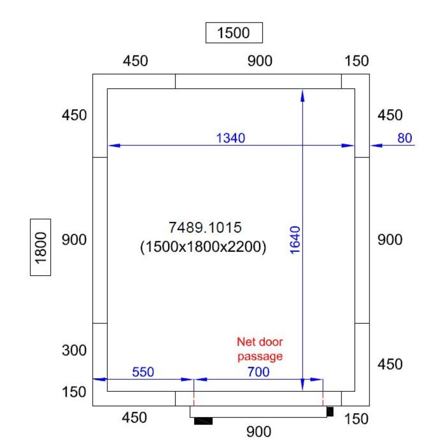 Chambre froide positive | 150x180x220cm | 0/+5 degrés
