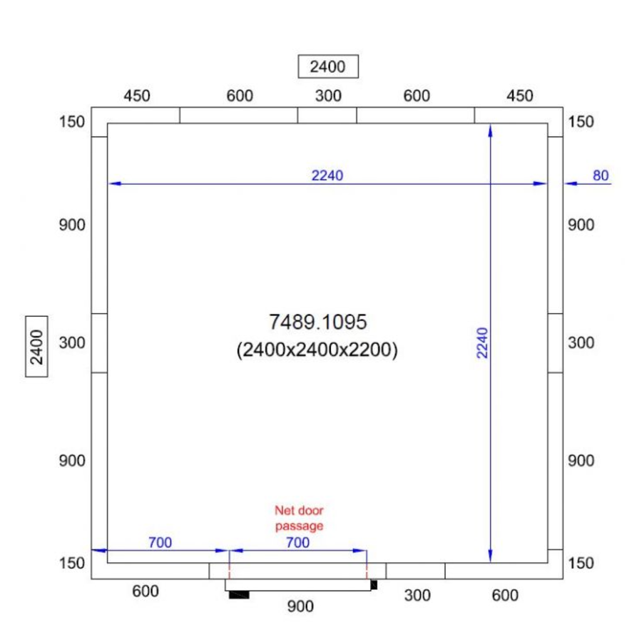 Chambre froide positive | 240X240X220cm | 0/+5 degrés