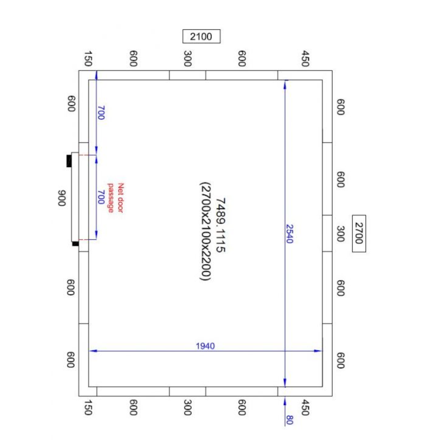 Chambre froide positive | 270x210x220cm | 0/+5 degrés