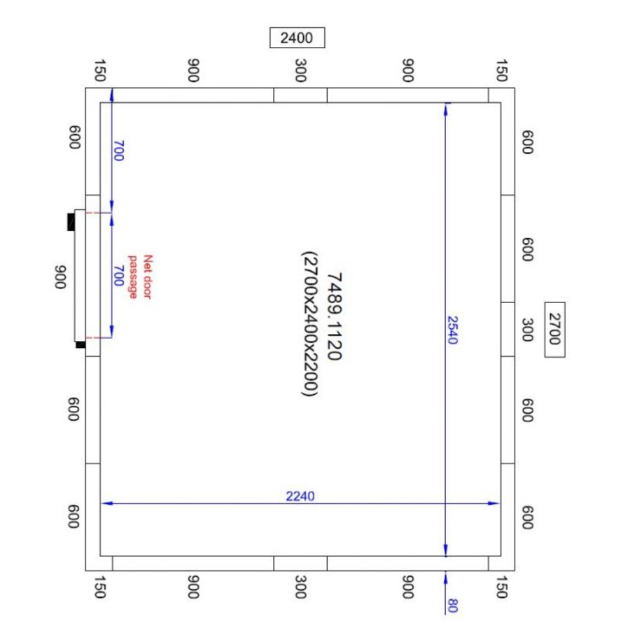 Chambre froide positive | 270x240x220cm | 0/+5 degrés
