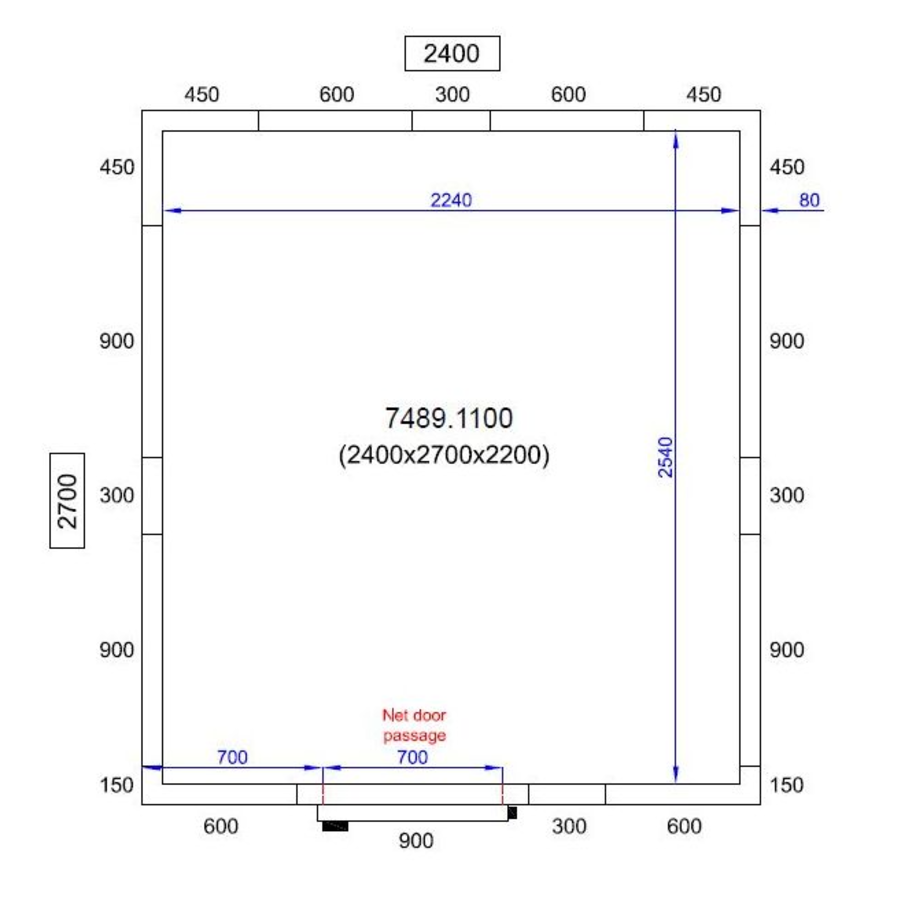 Chambre froide positive | 240x270x220cm | 0/+5 degrés