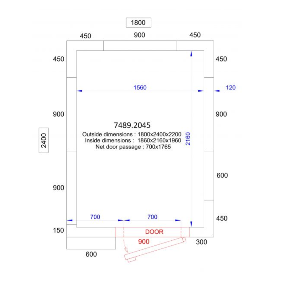 Chambre Froide  Négative  | 180x240x220 cm | -10/-20 degrés