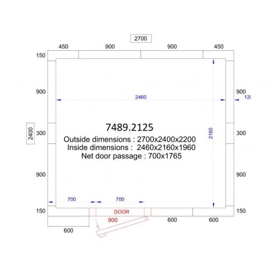 Chambre Froide  Négative  | 270x240x220 cm | -10/-20 degrés