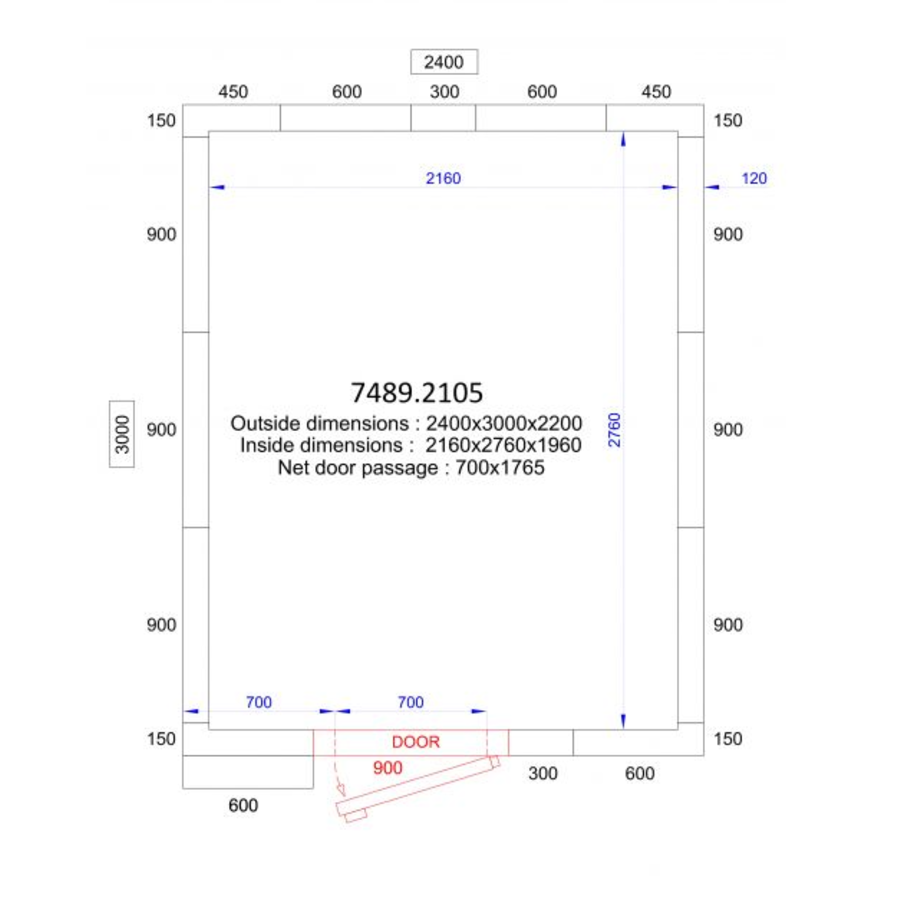 Chambre Froide  Négative  | 240x300x220 cm | -10/-20 degrés