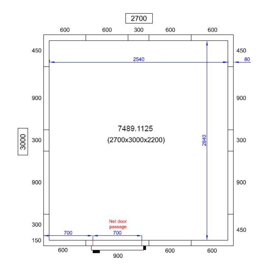Chambre Froide  Négative  | 270x300x220 cm | -10/-20 degrés