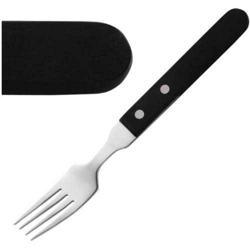  Amefa Fourchette à steak manche noir | 19,6 cm | Lot de 12 