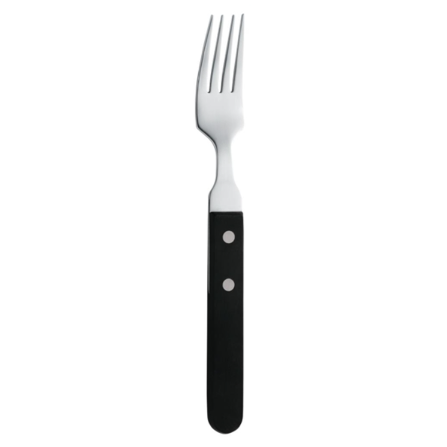 Fourchette à steak manche noir | 19,6 cm | Lot de 12