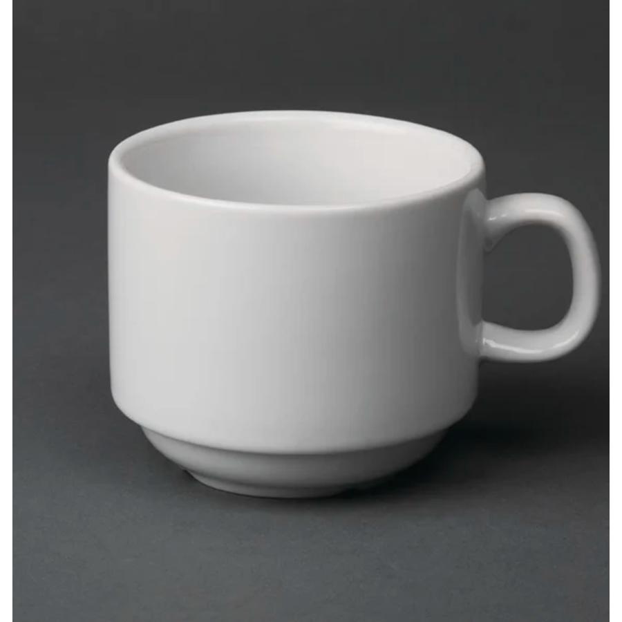 Tasse à thé empilable blanche whiteware 200ml l Lot de 12