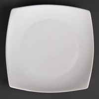 Assiettes carrées bords arrondis blanches | 185mm | Lot de 12