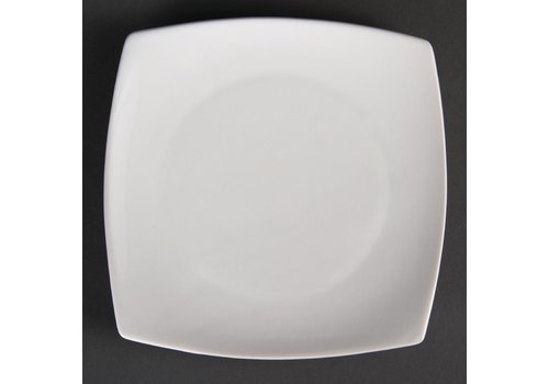  Olympia Assiettes carrées bords arrondis blanches | 185mm | Lot de 12 