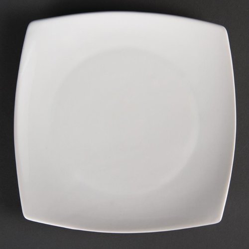  Olympia Assiettes carrées bords arrondis blanches | 185mm | Lot de 12 