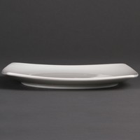 Assiettes carrées bords arrondis blanches | 185mm | Lot de 12