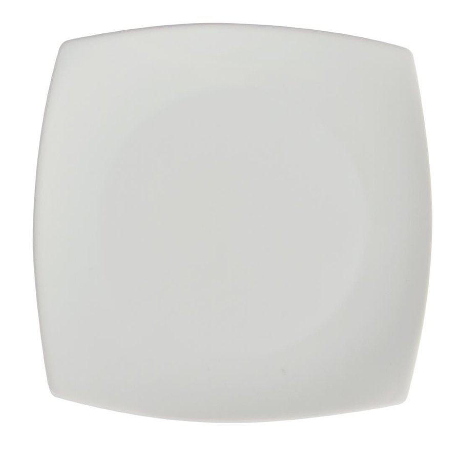 Assiettes carrées bords arrondis blanches | 185mm | Lot de 12