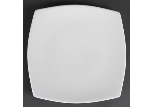  Olympia Assiettes carrées bords arrondis blanches | 270mm | Lot de 6 