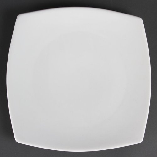  Olympia Assiettes carrées bords arrondis blanches | 270mm | Lot de 6 