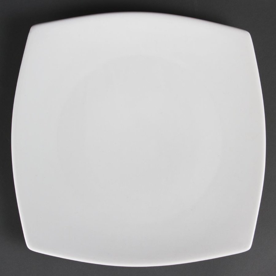 Assiettes carrées bords arrondis blanches | 270mm | Lot de 6