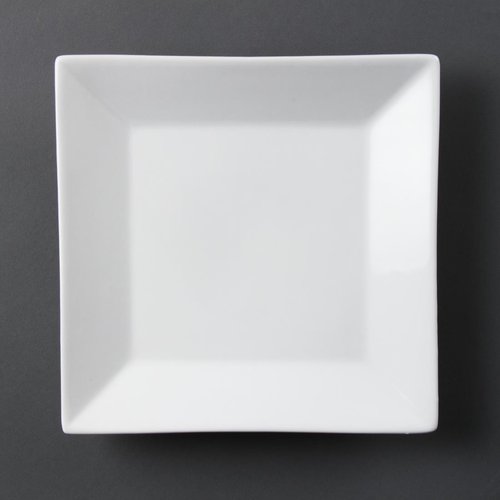  Olympia Assiette carrée à large bord blanche | 250mm | Lot de 6 