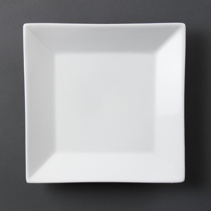 Assiette carrée à large bord blanche | 250mm | Lot de 6