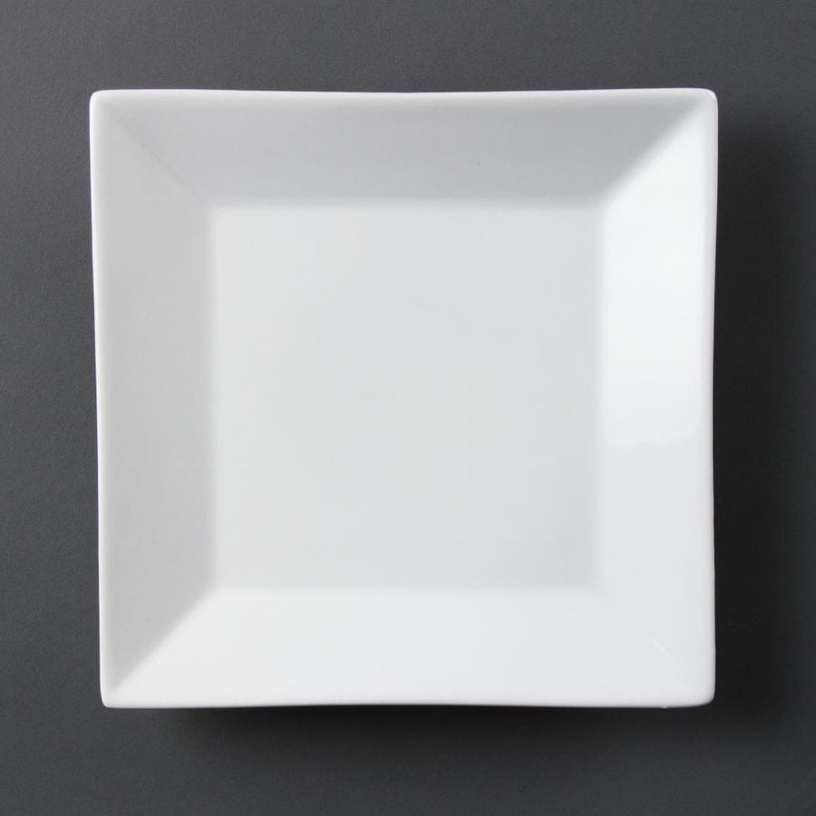 Assiette carrée à large bord blanche | 250mm | Lot de 6