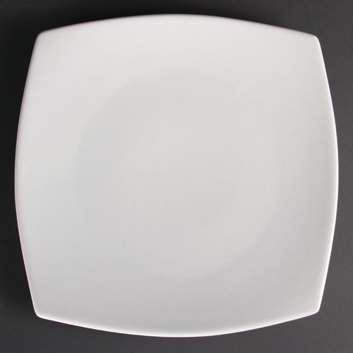  Olympia Assiettes carrées bords arrondis blanches | 305mm | Lot de 6 
