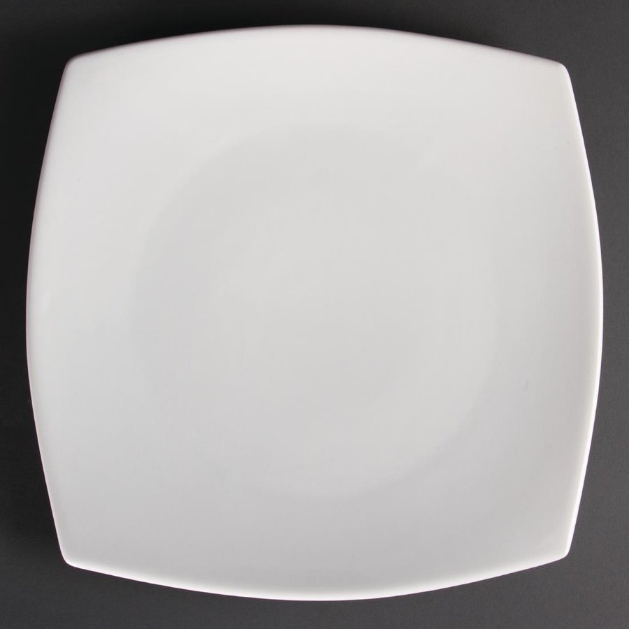 Assiettes carrées bords arrondis blanches | 305mm | Lot de 6