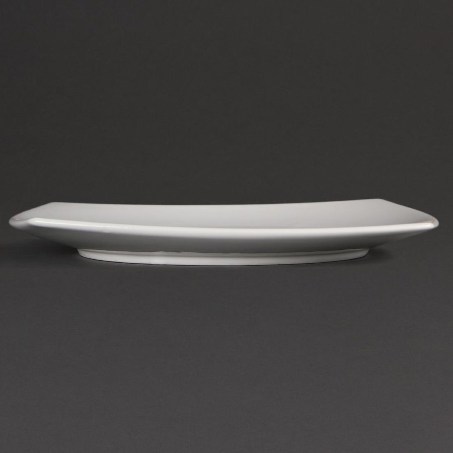 Assiettes carrées bords arrondis blanches | 305mm | Lot de 6