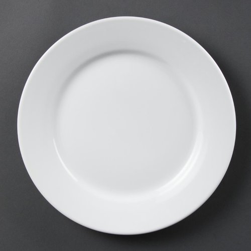  Olympia Assiettes à bord large blanches Olympia 250mm, lot de 12 