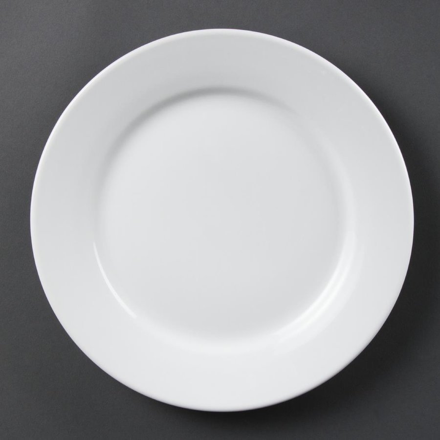 Assiettes à bord large blanches Olympia 250mm, lot de 12