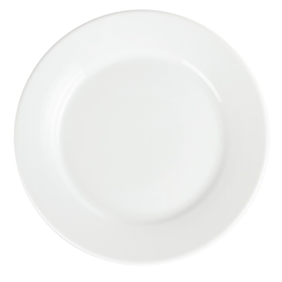 Assiettes à bord large blanches Olympia 250mm, lot de 12