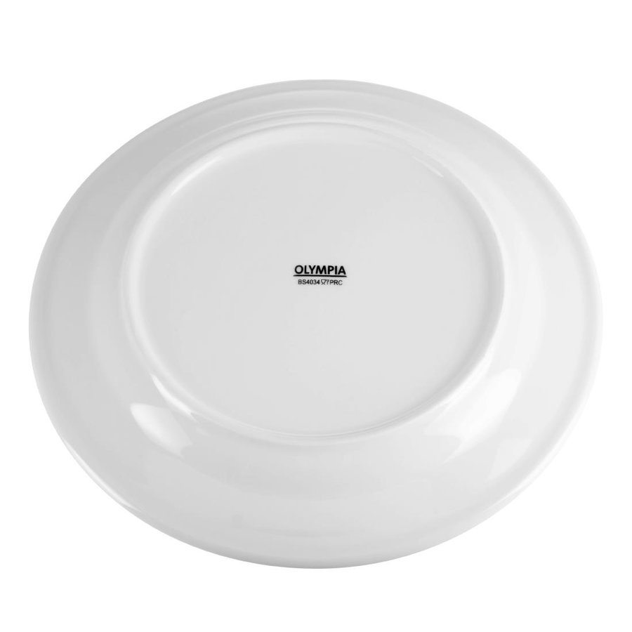 Assiettes à bord large blanches Olympia 250mm, lot de 12