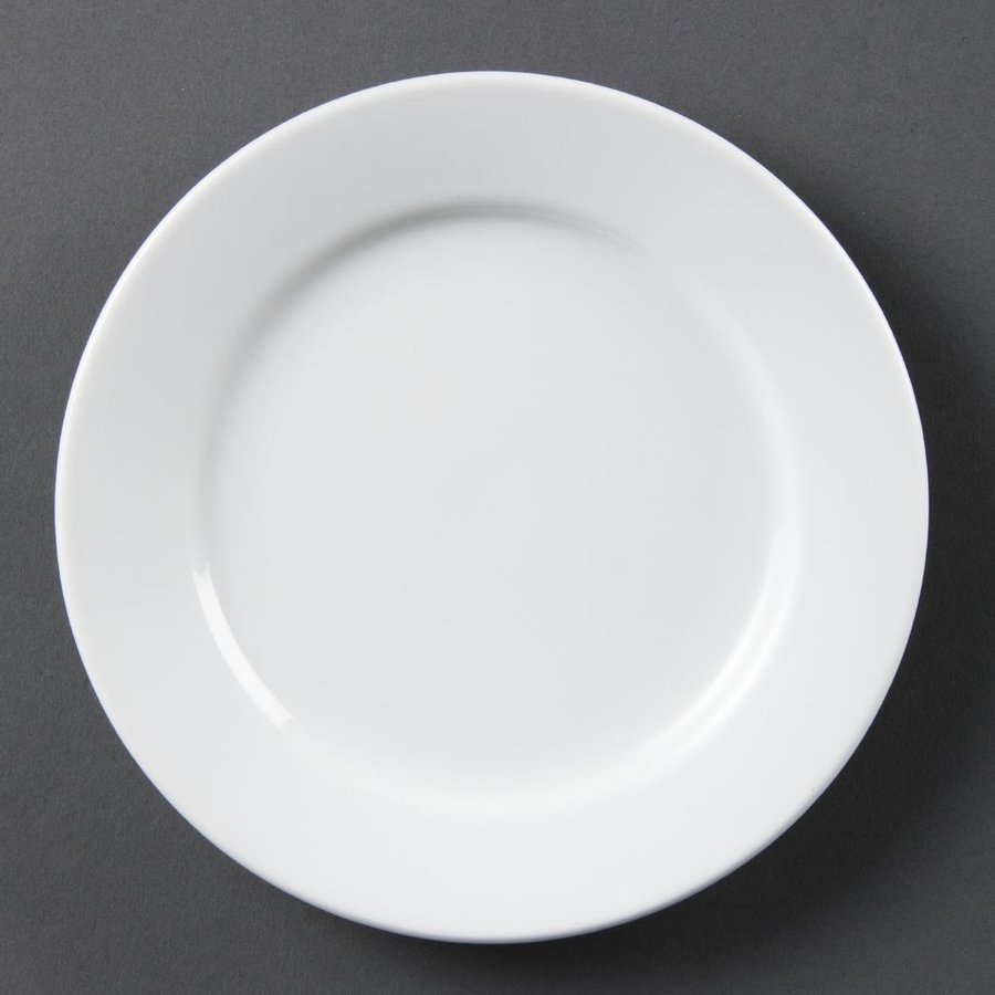 Assiettes à bord large blanches 165mm l Lot de 12