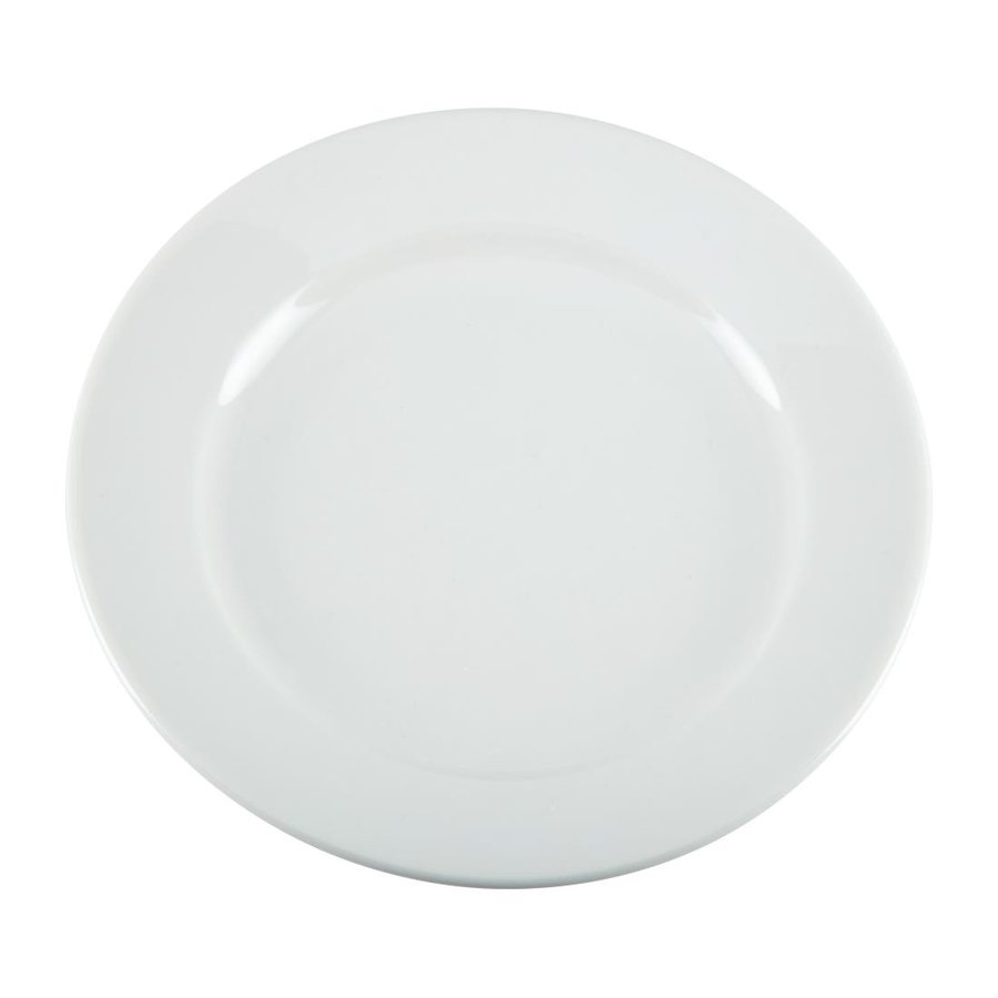 Assiettes à bord large blanches 165mm l Lot de 12