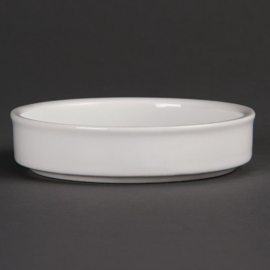 Plats empilables en porcelaine blanche | 102mm | Lot de 6