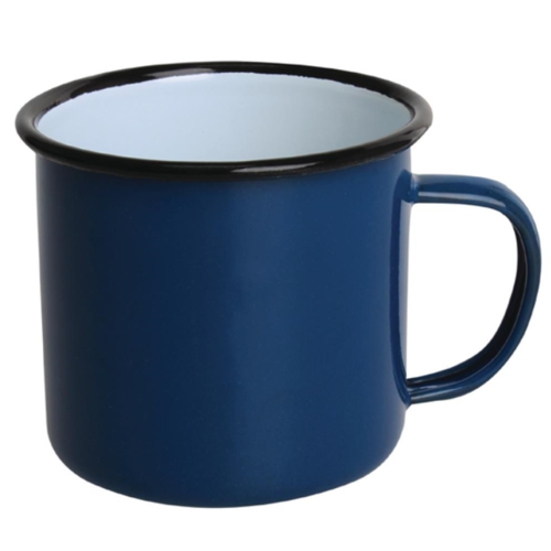  Olympia Mugs en acier émaillé bleu et noir 350ml | Lot de 6 