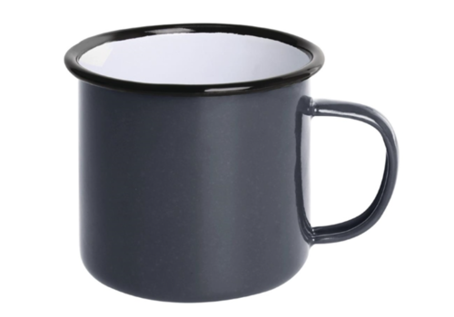  Olympia Mugs en acier émaillé gris et noir 350ml | Lot de 6 