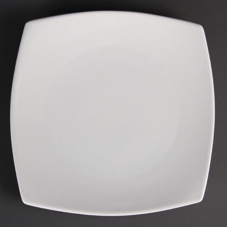 Assiettes carrées bords arrondis blanches 240mm l Lot de 12