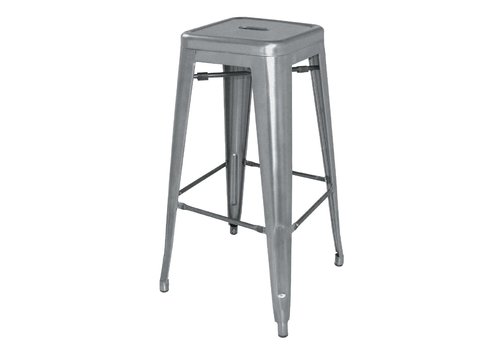  Bolero Tabourets bistro hauts l En acier galvanisé gris métalisé l 770(H) x 425(L) x 425(P) mm l Lot de 4 