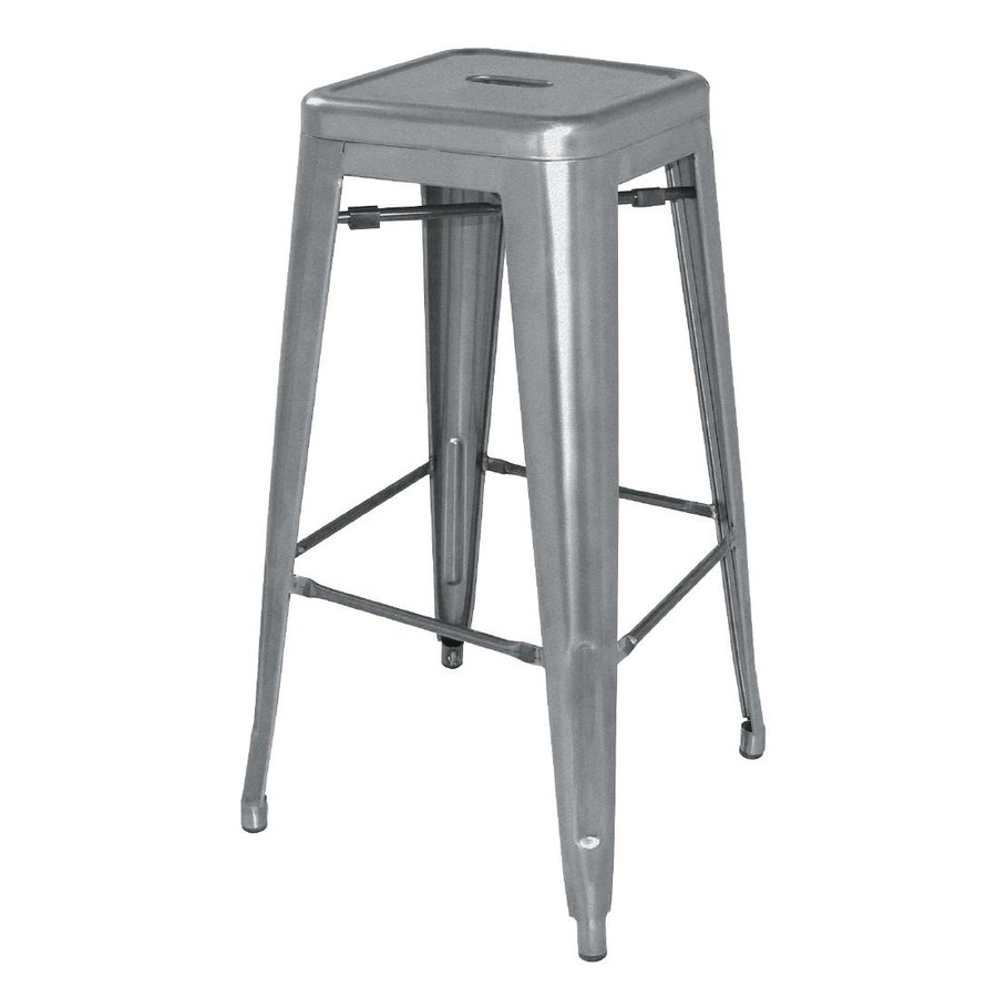 Tabourets bistro hauts l En acier galvanisé gris métalisé l 770(H) x 425(L) x 425(P) mm l Lot de 4