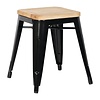 Bolero Tabourets bistro bas en acier noir avec assise en bois l 455(H) x 405(L) x 405(P) mm l Lot de 4