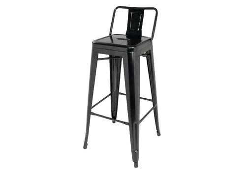  Bolero Tabourets Bistro hauts l En acier noir avec dossier l 94(H) x 43(L) x 43(P) cm l Lot de 4 