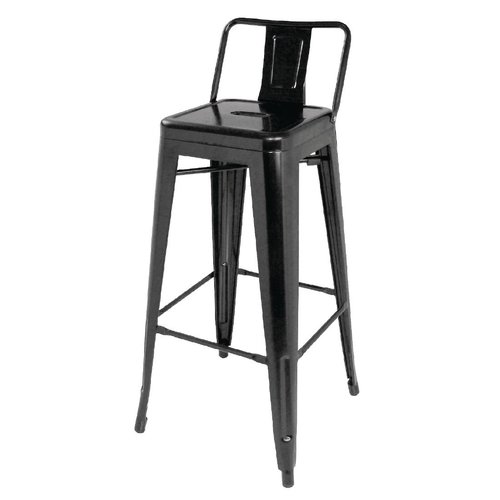  Bolero Tabourets Bistro hauts l En acier noir avec dossier l 94(H) x 43(L) x 43(P) cm l Lot de 4 