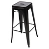 Bolero Tabourets bistro hauts l En acier galvanisé noirs l  770(H) x 425(L) x 425(P) mm l Lot de 4