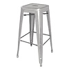 Bolero Tabourets bistro hauts l En acier galvanisé gris argenté l 770(H) x 425(L) x 425(P) mm l Lot de 4