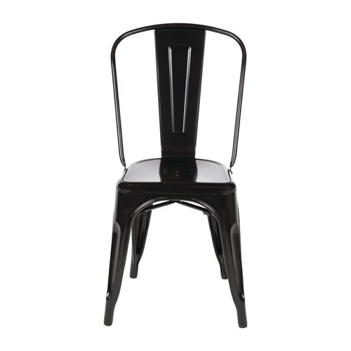  Bolero Chaises bistro en acier noir 850(H)x425(L)x510(P) mm Lot de 4 