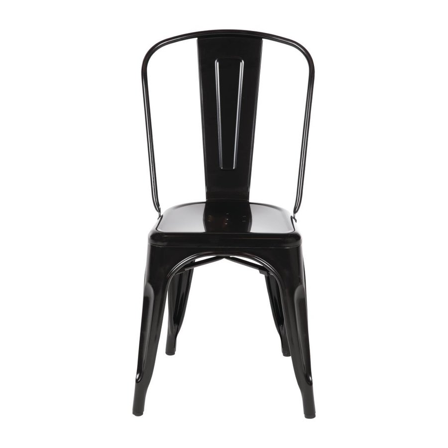 Chaises bistro en acier noir 850(H)x425(L)x510(P) mm Lot de 4