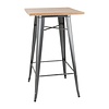 Bolero Table de bar grise avec plateau en bois Bistro 104(H)x60(L)x60(P) cm