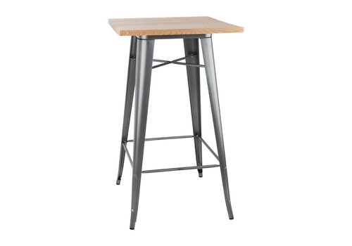  Bolero Table de bar grise avec plateau en bois Bistro 104(H)x60(L)x60(P) cm 