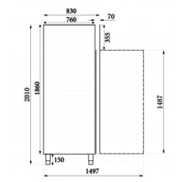 Armoire réfrigérée en acier inoxydable 2 portes sur pieds 201x148x83cm 1410L