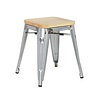 Bolero Tabourets bistro bas en acier avec assise en bois l 450(H)x408(L)x400(P) mm l Lot de 4